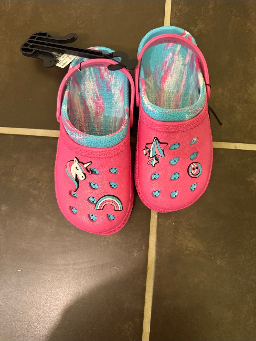 Girls Pink Unicorn & Rainbow Slip-On Clog Sandals